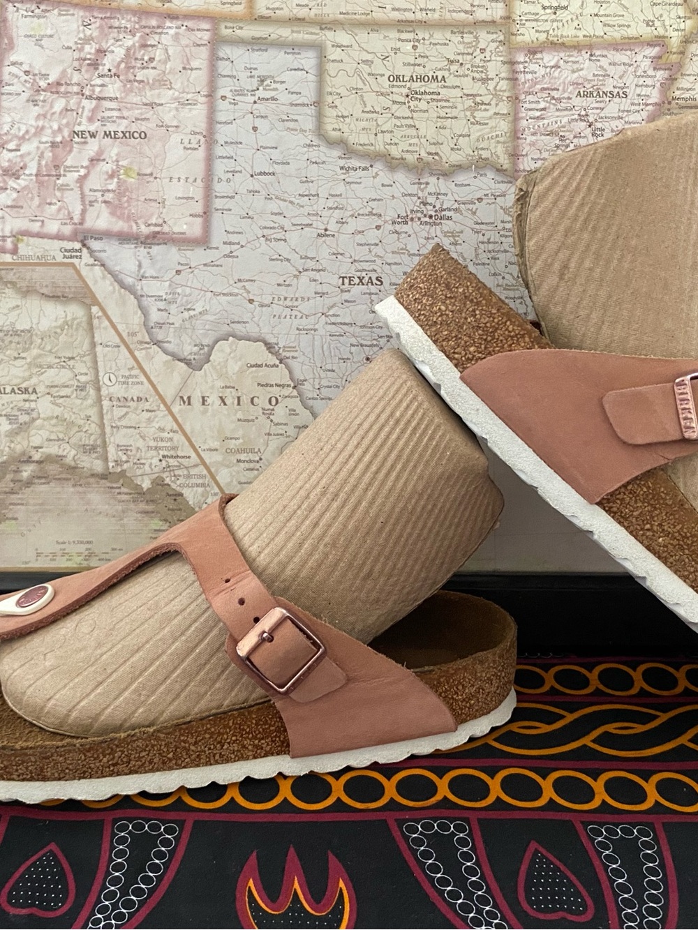 Pre-owned Birkenstock Gizeh Soft Footbed leather Sandals Dusty Rose 39/8 Women’s